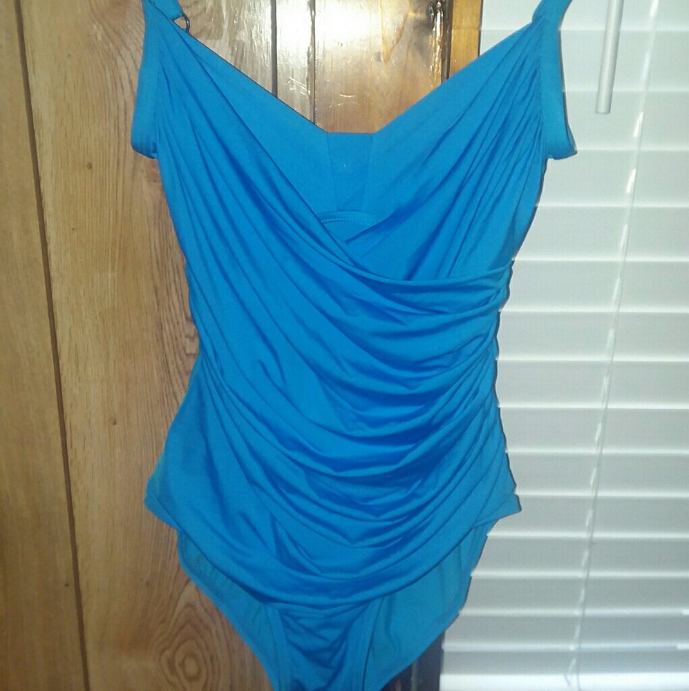 Blue ruffle super stretch swimsuit